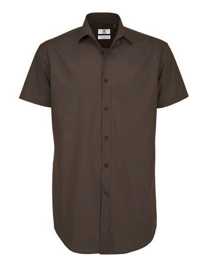 Epic Label Chemises B&C Smp22 Poplin Shirt Black Tie Short Sleeve / Pour Homme