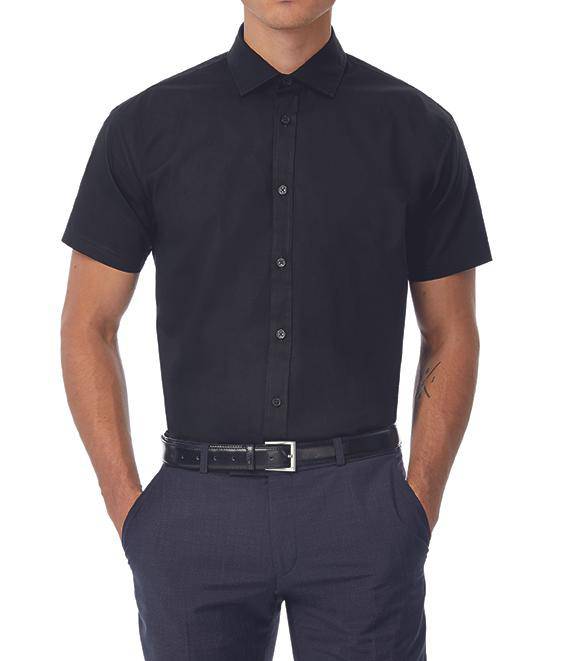 Epic Label Chemises B&C Smp22 Poplin Shirt Black Tie Short Sleeve / Pour Homme