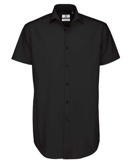 Epic Label Chemises B&C Smp22 Poplin Shirt Black Tie Short Sleeve / Pour Homme