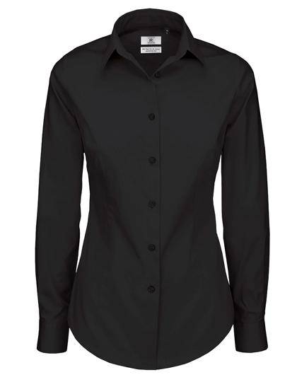 Epic Label Chemises B&C Swp23 Poplin Shirt Black Tie Long Sleeve / Pour Femme