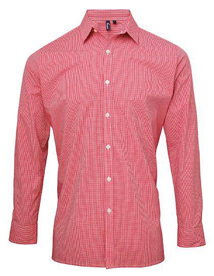 Epic Label Chemises Premier Workwear Pr220 Pour Hommes Microcheck (Gingham) Long Sleeve Cotton Shirt