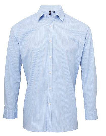 Epic Label Chemises Premier Workwear Pr220 Pour Hommes Microcheck (Gingham) Long Sleeve Cotton Shirt