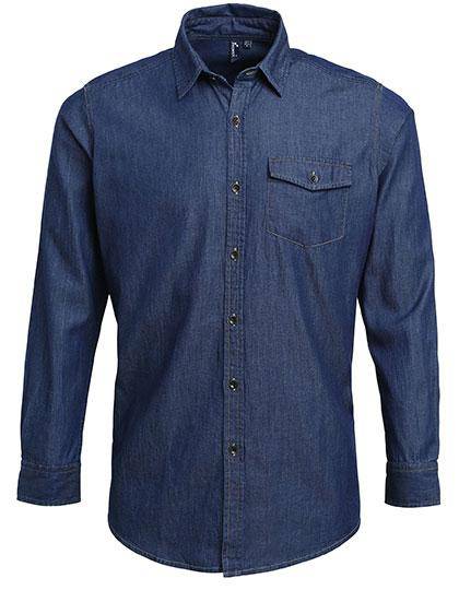 Epic Label Chemises Premier Workwear Pr222 Pour Hommes Jeans Stitch Denim Shirt