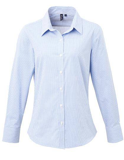 Epic Label Chemises Premier Workwear Pr320 Ladies` Microcheck (Gingham) Long Sleeve Cotton Shirt