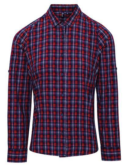 Epic Label Chemises Premier Workwear Pr356 Sidehill Check Pour Femmes Long Sleeve Cotton Shirt