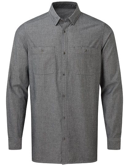 Epic Label Chemises Premier Workwear Pw247 Chemise À Manches Longues En Chambray Biologique Pour Homme Fairtrade