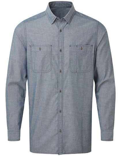 Epic Label Chemises Premier Workwear Pw247 Chemise À Manches Longues En Chambray Biologique Pour Homme Fairtrade