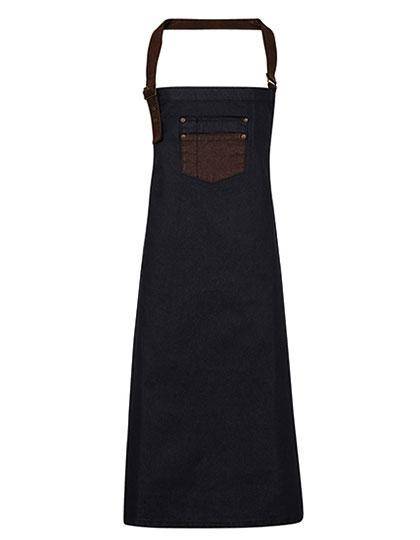 Epic Label Tabliers Premier Workwear Pr136 Division Waxed Look Denim Bib Tablier With Faux Leather