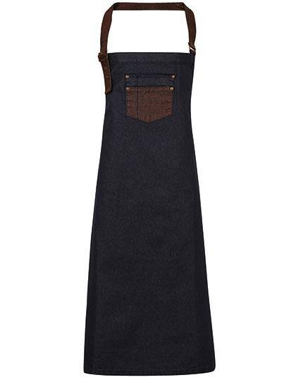 Epic Label Tabliers Premier Workwear Pr136 Division Waxed Look Denim Bib Tablier With Faux Leather