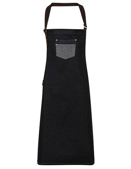 Epic Label Tabliers Premier Workwear Pr136 Division Waxed Look Denim Bib Tablier With Faux Leather