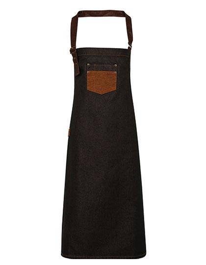 Epic Label Tabliers Premier Workwear Pr136 Division Waxed Look Denim Bib Tablier With Faux Leather