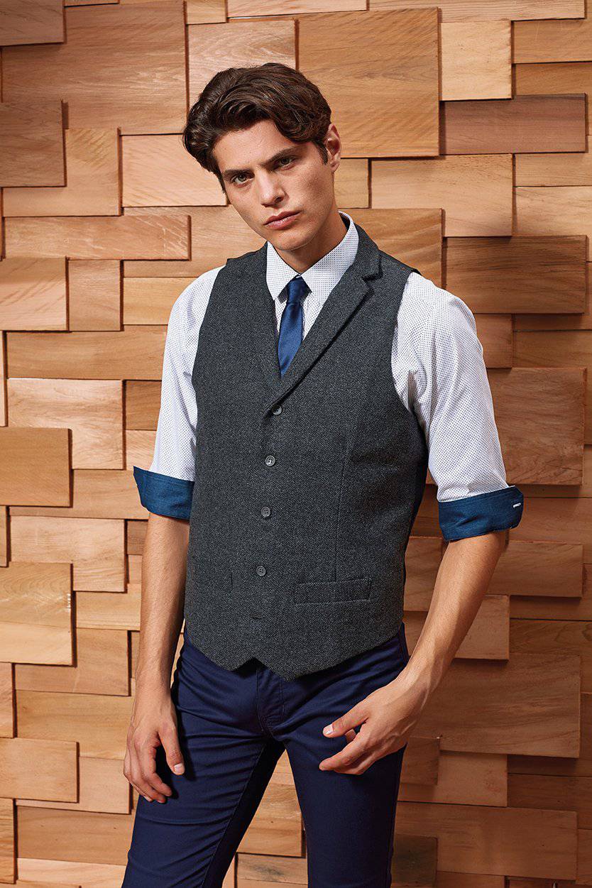 Epic Label Vestes & Bodywarmer Premier Workwear Pr625 Pour Hommes Herringbone Waistcoat