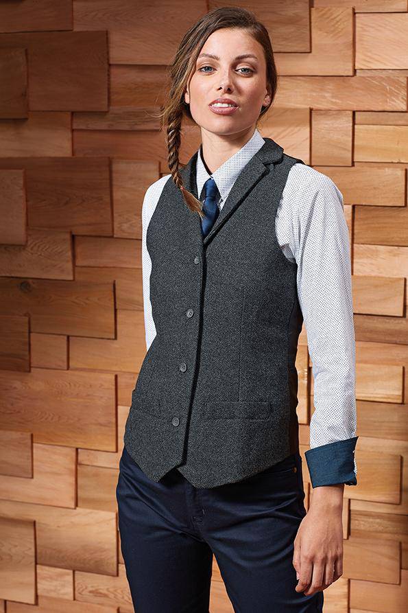 Epic Label Vestes & Bodywarmer Premier Workwear Pr626 Ladies Herringbone Waistcoat